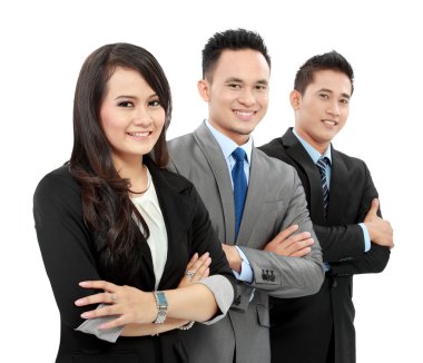 gülümseyen kadın ve ofis çalışanı