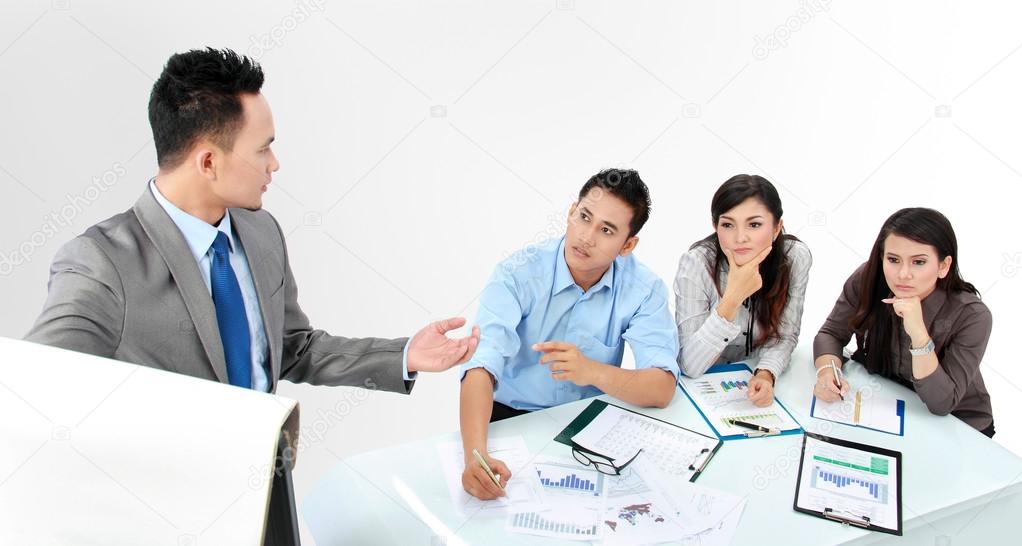 businessman giving presentation