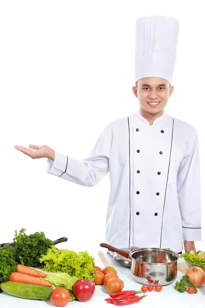 Portret van chef-kok glimlachen — Stockfoto