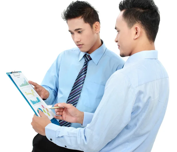 Businessmen discussing a business chart growth — Stock Photo, Image