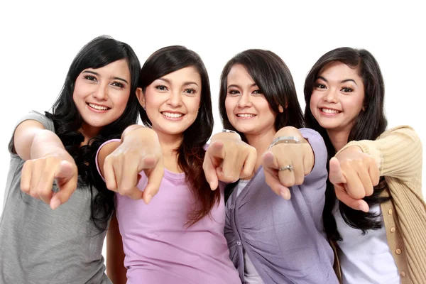 Group of beautiful women pointing to camera Royalty Free Stock Images