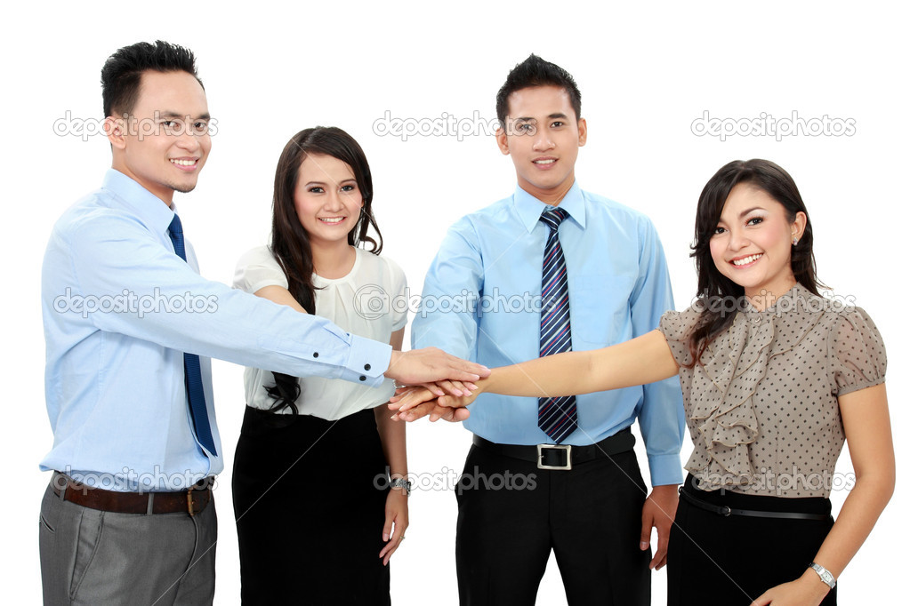 business team with their hands together