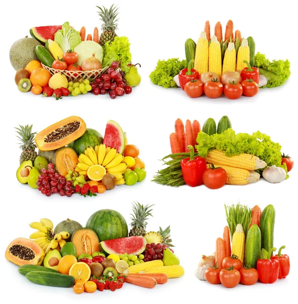 Fruits and vegetables isolated on white background Stock Picture
