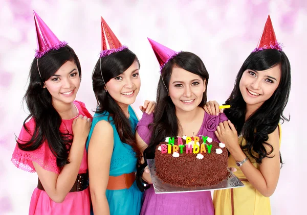 Beautiful girls celebrate birthday — Stock Photo, Image