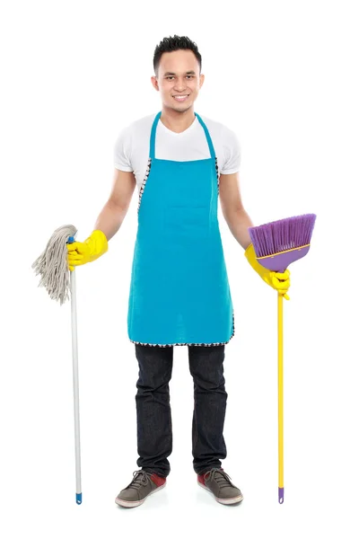 Erkek temizlik hizmeti — Stok fotoğraf