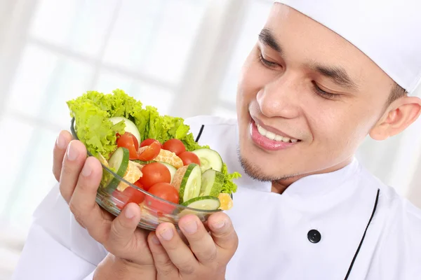 Chef com alimentos saudáveis — Fotografia de Stock