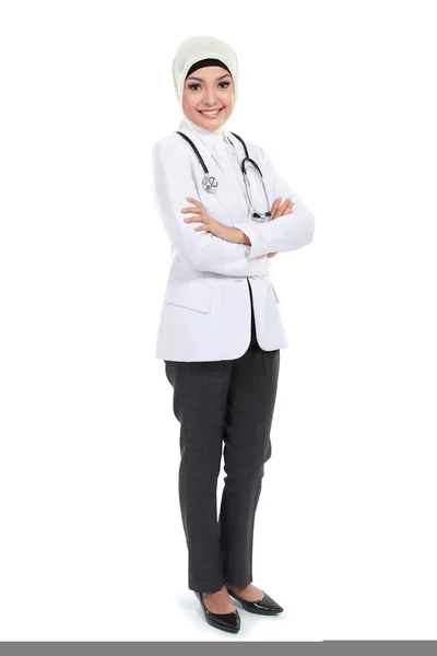 Sorridente medico asiatico in sciarpa — Foto Stock