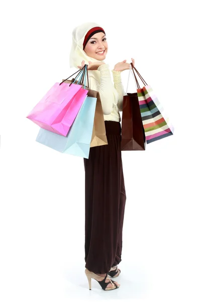 Mulher muçulmana compras — Fotografia de Stock