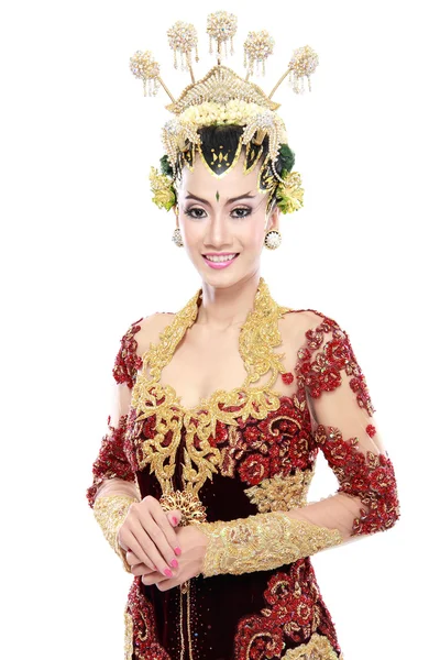 Femme robe de mariée traditionnelle de Java — Photo