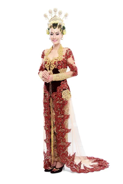 Femme robe de mariée traditionnelle de Java — Photo