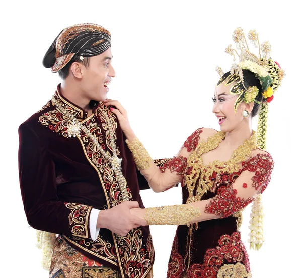 Para ślub szczęśliwy tradycyjnych Jawa — Zdjęcie stockowe