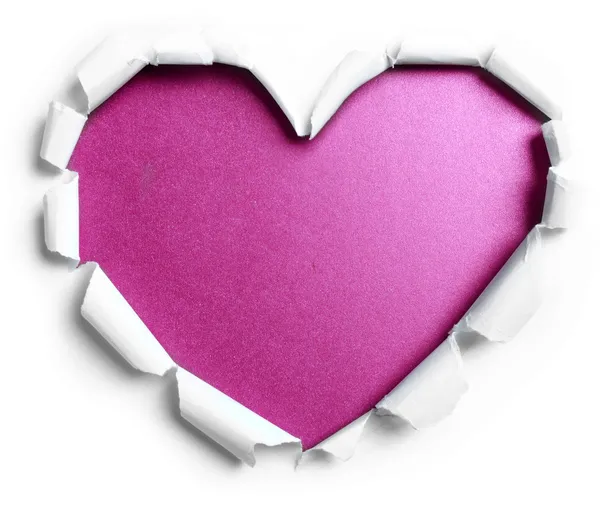 White torn paper with heart shape — Stock Photo, Image