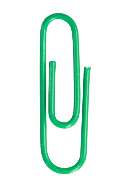 Close up van een groene paperclip — Stockfoto