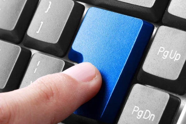 Blue button on the keyboard — Stock Photo, Image