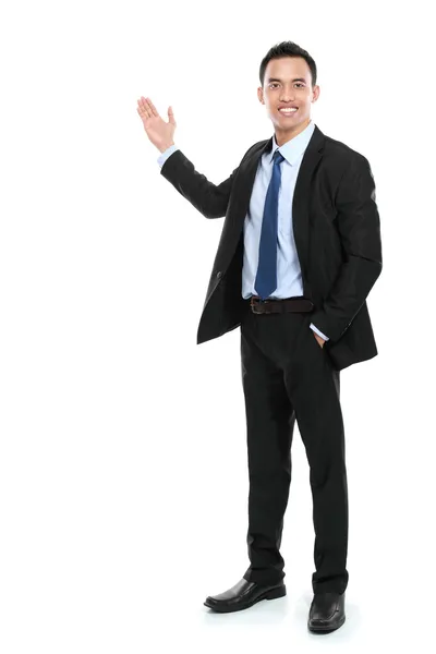 Happy business man giving presentation — Stock Photo, Image