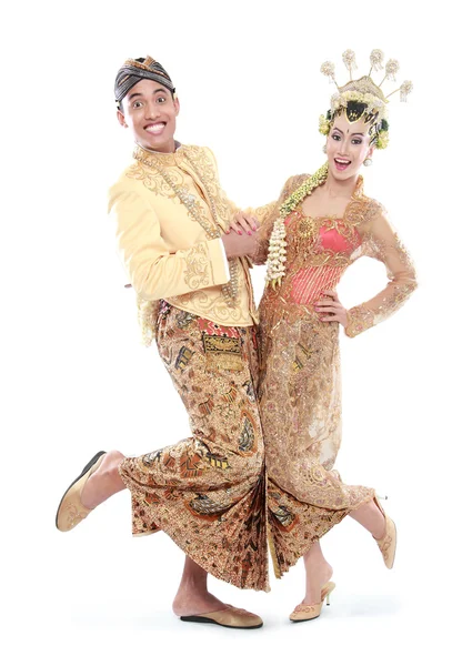 Happy traditional java wedding couple — Stock Photo, Image