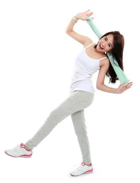 Feliz joven asiático mujer haciendo ejercicio —  Fotos de Stock