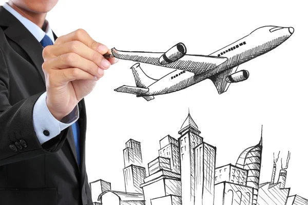 Hombre de negocios dibujo concepto de viajes de negocios — Foto de Stock