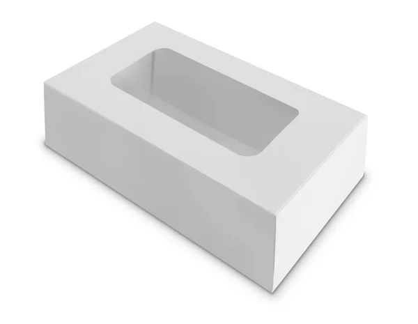 Caixa branca do pacote do produto com janela — Fotografia de Stock