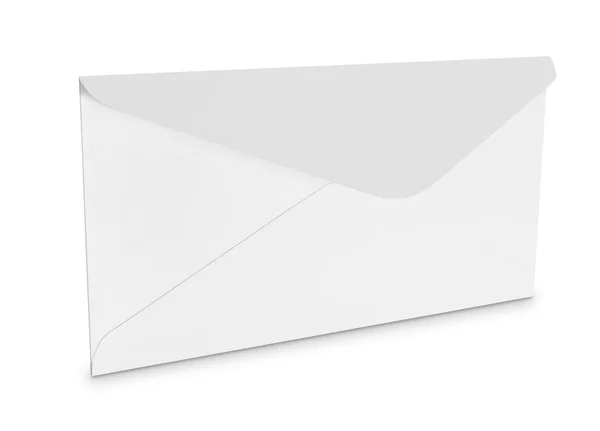 Білий конверт ізольований на білому тлі — стокове фото
