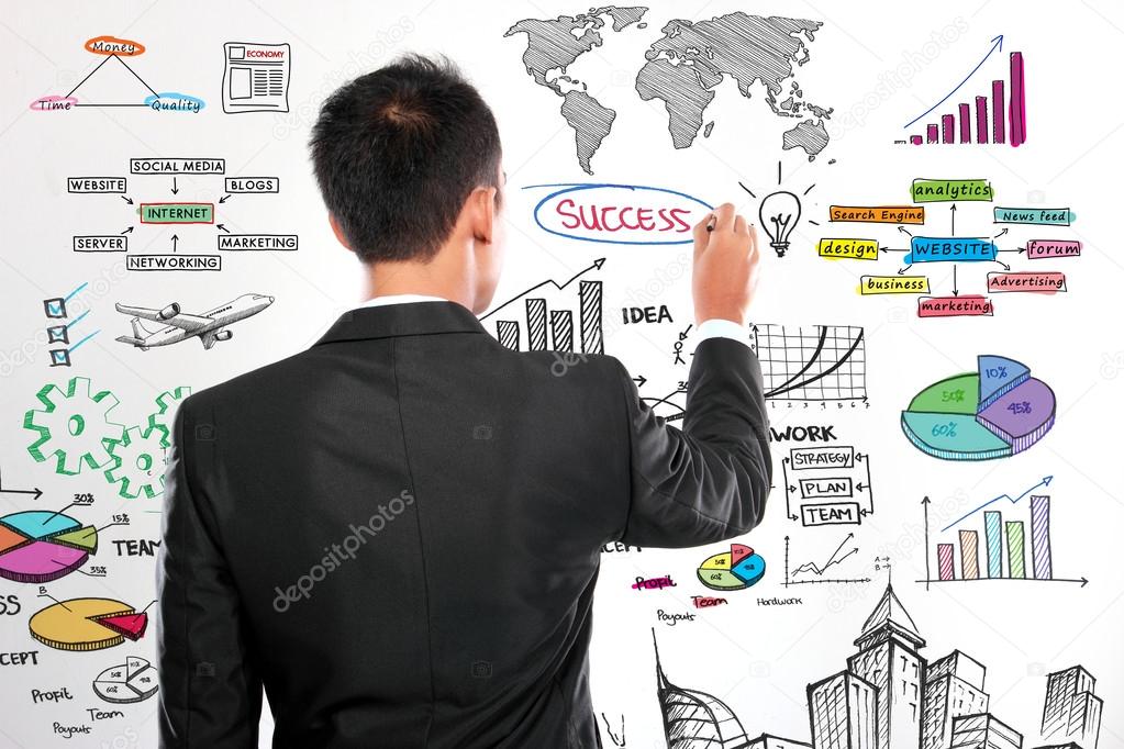 Businessman drawing modern business concept