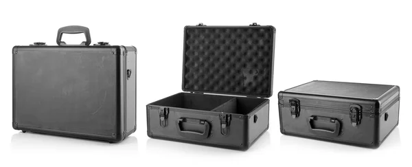 Black padded aluminum briefcase — Stock Photo, Image