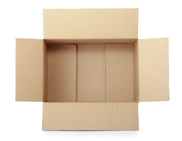 Opened cardboard box taped up — Stock Photo, Image