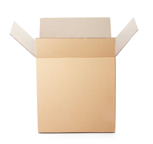 Caja de cartón abierta con cinta adhesiva — Foto de Stock