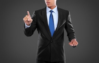 bir dokunmatik ekran arayüzü itme iş adamı