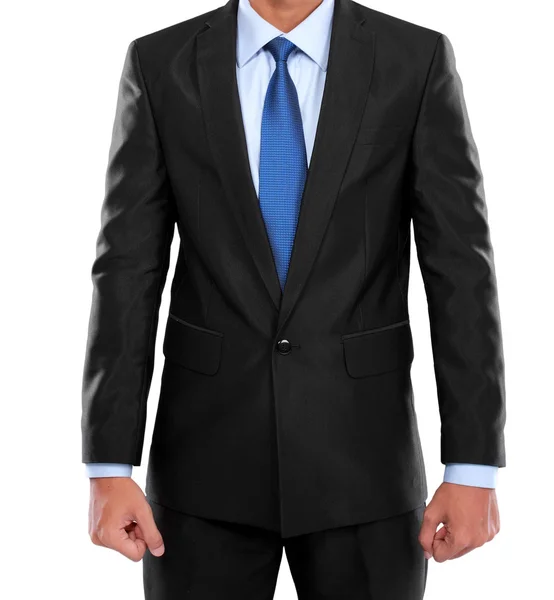 Uomo in giacca e cravatta su sfondo nero — Foto Stock