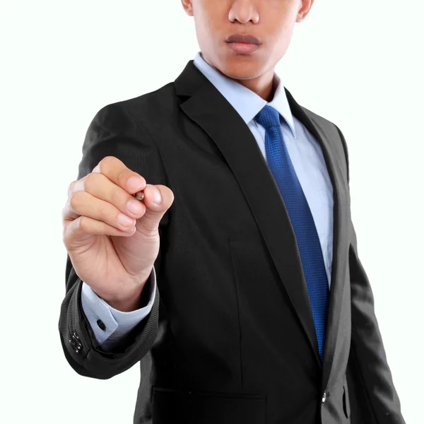 Businessman writing, drawing on the screen — Stock Photo, Image