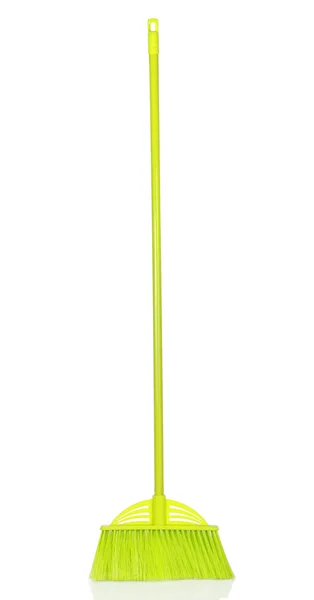 Green plastic broom — Stock Photo, Image