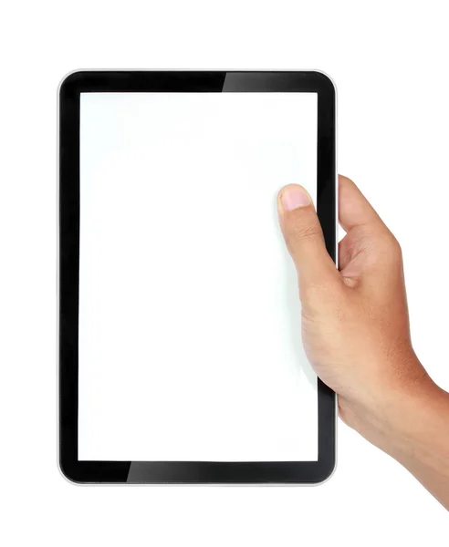 Foto av en tablett som innehas av en händer — Stockfoto