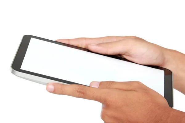 Photo of a tablet held by two hands — Stock Photo, Image