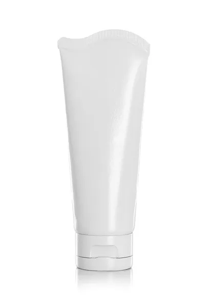 Biały plastikowy pojemnik do produktów kosmetycznych — Zdjęcie stockowe
