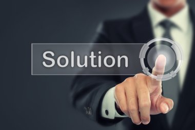 sanal ekran çözüm düğmesine işadamı push