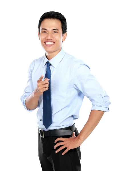 Confident young businessman pointing at you — 图库照片