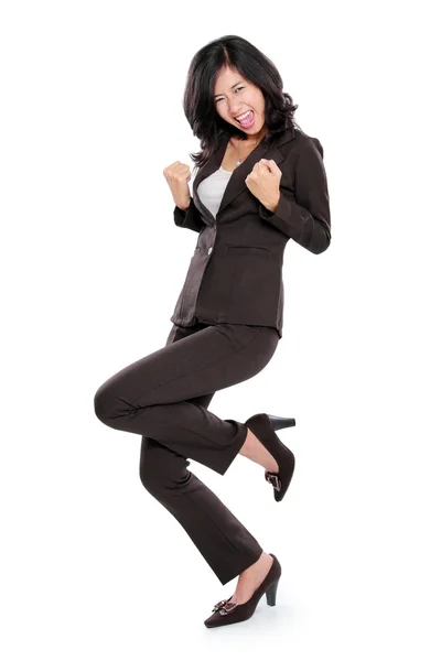 Excitado feliz asiático mulher de negócios — Fotografia de Stock