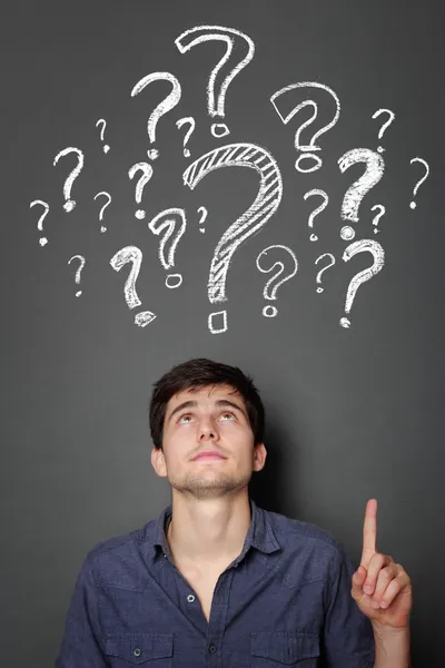 Man with question mark — Stock Photo, Image