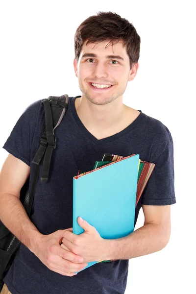 Jovem estudante feliz carregando livros — Fotografia de Stock