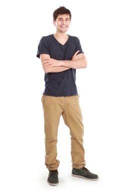 Gülümseyen genç bir adamın portresi. 