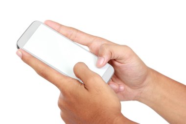 el ile boş ekran mobil akıllı telefon tutarak