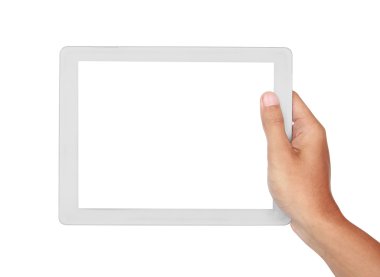 Fotoğrafı yatay bir el tarafından düzenlenen bir Tablet
