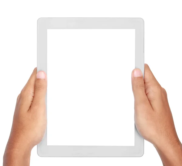Photo of a tablet held by a hands — Stock Photo, Image
