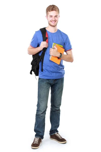 Jonge mannelijke student met boeken — Stockfoto