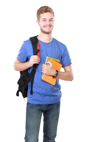 Jonge mannelijke student met boeken — Stockfoto