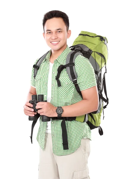 Мужчина-турист с рюкзаком — стоковое фото
