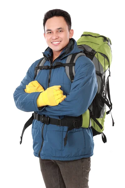 Mężczyzna turysta z plecaka — Zdjęcie stockowe