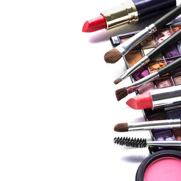 makeup brush and cosmetics