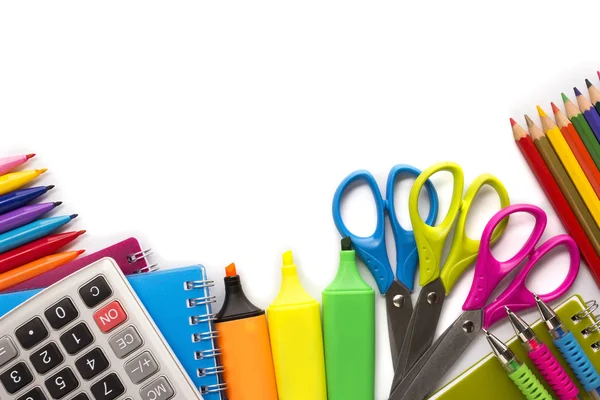 School supplies on white background — Stock Photo, Image